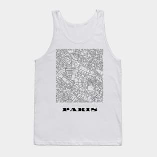 Map of Paris, France Minimalist Line Drawing Tank Top